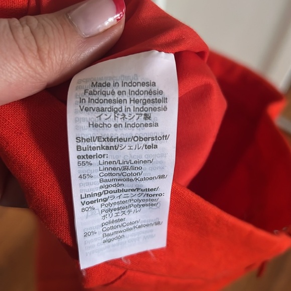 J. Crew Marine Orange A-Line Linen Blend Mini Skirt with Gold Buttons - OOP - Picture 5 of 7